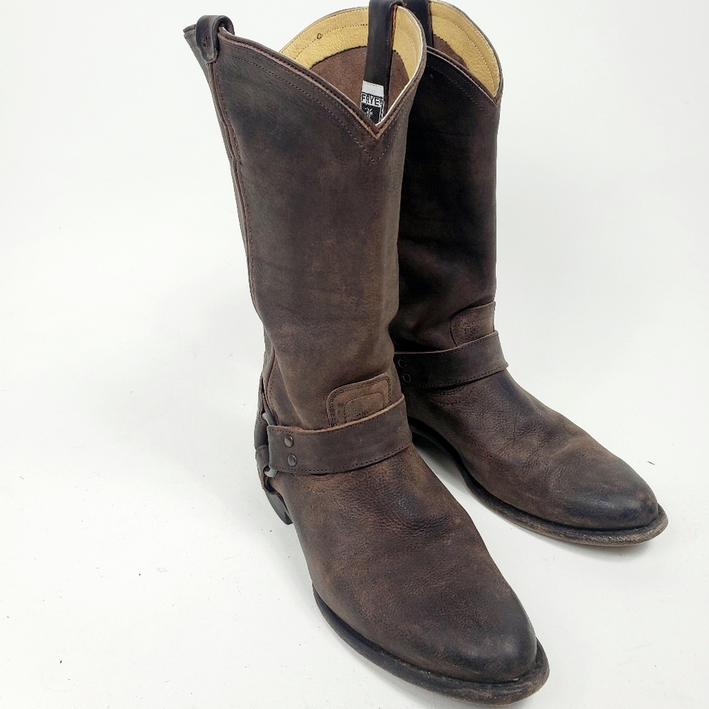FRYE Brown Wyatt Harness 76806 Cowgirl Boots woman
